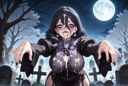 after_fellatio after_sex ahe_gao ai_generated bags_under_eyes big_ass big_breasts big_butt black_dress black_hair black_lipstick black_nails bukkake cemetery covered_in_cum creamhorseai cum cum_covered cum_drip cum_in_mouth cum_in_pussy cum_inside cum_on_body cum_on_breasts cum_on_face curvy curvy_female curvy_figure dark_hair earrings excessive_cum eyeshadow female fucked_silly garter_belt goth goth_girl grave graveyard hard_nipples hex_maniac hex_maniac_(z-a) high_resolution highres horny_female lipstick lolita_fashion long_hair makeup mascara mature_female milf mommy mommy_kink nintendo outstretched_arms pokemon pokemon_legends:_z-a posing purple_eyes rolling_eyes seductive stockings voluptuous voluptuous_female wide_hips zombie_pose