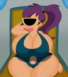 3barts breasts breasts futurama hyper_breasts large_breasts sunglasses swim_suit thicc_thighs thick_thighs turanga_leela