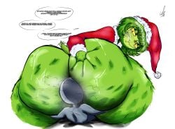 ass big_ass dr._seuss dr_seuss facesitting giygal green_ass green_body green_fur grinch grinning groping_ass how_the_grinch_stole_christmas huge_ass looking_back santa_costume steamy_ass sweaty_ass yellow_sclera yellow_teeth