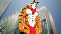 2014 abs anthro biped black_striped_fur black_stripes blue_nose bulge closed_smile clothing fabfelipe featureless_chest felid front_view frosted_flakes fur fur_markings kellogg's kerchief male mammal markings mascot mouth_closed multicolored_body multicolored_fur muscular muscular_anthro muscular_male navel neckerchief neckwear orange_body orange_fur pantherine red_clothing red_kerchief red_neckerchief red_thong red_underwear smile solo standing striped_body striped_fur stripes thong tiger tony_the_tiger underwear whiskers white_body white_fur yellow_sclera