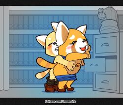 aggressive_retsuko ailurid anthro blush bottomwear bottomwear_down breasts cactus clothed clothing duo escopeto female footwear male male/female mammal nipples nude office_lady pants pants_around_ankles pants_down partially_clothed plant red_panda resasuke retsuko sanrio sex shoes skirt slightly_chubby smooth_fur