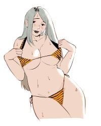 bikini curvy large_breasts long_hair perkytiddies09 sketch slightly_chubby sweat white_background wide_hips