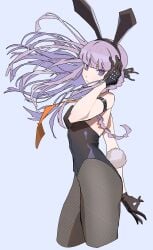 1girls alternate_version_available bunny_ears bunny_girl bunny_tail bunnysuit danganronpa danganronpa:_trigger_happy_havoc danganronpa_1 female female_only fishnet_legwear fishnets gloves kirigiri_kyouko qosic solo straight_hair