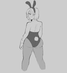 ass big_ass big_butt bunny_ears bunny_tail bunnysuit clothing dbd dead_by_daylight female haddie_kaur looking_back nose_piercing nose_ring rawhell scars scars_on_arm scars_on_face solo thick_thighs wide_hips