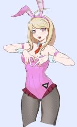 akamatsu_kaede alternate_version_available breasts bunny_ears bunny_girl bunny_tail bunnysuit danganronpa danganronpa_v3 female_only fishnet fishnet_legwear large_breasts qosic straight_hair