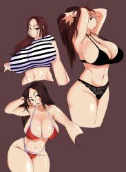 big_ass big_breasts bikini bra breasts brown_hair crop_top crystal_senpai honeyboyy huge_breasts large_breasts mob_face panties real_person