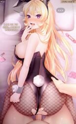 ... 1boy 1girls :d animal_ears anus arm_behind_back ass bare_arms bare_shoulders bed big_breasts black_leotard blonde_hair blush breasts bunny_ears bunnysuit character_name condom condom_wrapper constricted_pupils dawapat doggy_style fake_animal_ears fake_tail female fishnet_legwear fishnets from_behind hair_between_eyes hand_on_another's_hip hand_to_own_mouth hand_up indoors large_breasts leotard long_hair nakiri_erina open_mouth pantyhose pillow playboy_bunny pregnancy_test purple_eyes rabbit_tail sex shiny shiny_hair shokugeki_no_souma sideboob smile strapless strapless_leotard tail teeth thighs tongue torn_clothes torn_legwear twitching upper_teeth v-shaped_eyebrows vaginal_penetration wrist_cuffs