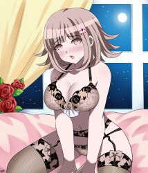 alternate_version_available blush bra breasts danganronpa danganronpa_2:_goodbye_despair female_only garter_belt garter_straps izuru_planetes large_breasts lewdkuma lingerie lingerie_only mole mole_on_breast nanami_chiaki panties straight_hair underwear