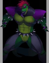 1boy abs alligator animal_humanoid anthro areola areolae bandana belly_button bottomwear claws crocodile crocodilian evil_grin five_nights_at_freddy's five_nights_at_freddy's:_security_breach genital_slit green_body green_skin kato200_0 long_tongue male male_only mohawk montgomery_gator_(fnaf) muscular muscular_male nipples pants pecs penis_slit reptile reptile_humanoid saliva sharp_teeth shoulder_pads slit solo spiked_belt spiked_bracelet spiked_collar spikes star torn_clothes torn_clothing torn_legwear torn_pants video_games