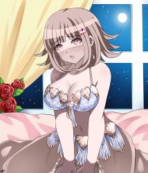 alternate_version_available belly_dancer belly_dancer_outfit blush danganronpa danganronpa_2:_goodbye_despair female_only izuru_planetes lewdkuma mole mole_on_breast nanami_chiaki skimpy_clothes straight_hair veil