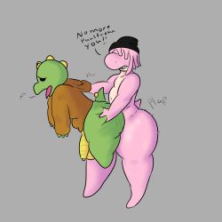 alien anal anal_sex anthro belly_lentel bellyboi13 big_dom_small_sub big_penis bulge dialogue dominant dunkin_kk dunkin_kk_(artist) duo genitals hi_res kobold lizard male mario_(series) nintendo open_mouth original original_character penetration penis puwa reptile scalie size_difference thick_thighs video_games yaoi yoshi