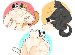 :3 abs anthro black_fur calico_cat cat_ears cat_humanoid chest feline feline_humanoid fortnite furry genitals ghost_meowscles male male_focus male_only mammal mammal_humanoid meowscles_(fortnite) multicolored_fur muscles muscular_male orange_fur shadow_meowscles_(fortnite) sucking tail white_fur