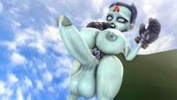 3d big_balls bimbo crash_(series) cum cum_in_breasts cum_in_face futa_only futanari goth goth_girl huge_ass huge_balls huge_breasts huge_butt huge_cock huge_penis nina_cortex nipples theboobedone