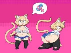 1girls :3 anthro arcueid_brunestud bbw big_ass carnival_phantasm cat_ears cat_girl chubby gender_symbol looking_at_viewer lunaticker mars_symbol melty_blood mob_face neco-arc nipples_visible_through_clothing presenting red_eyes shorts shortstack solo_female sweat symbol-only_commentary tail thighhighs tsukihime tummy type-moon venus_symbol wide_hips ⚤