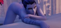 1girls 3d ass ass_up bed blender blizzard_entertainment completely_naked completely_nude completely_nude_female earrings edit edited female female_focus female_only naked nude nude_female overwatch pose posing tattoo third-party_edit widowmaker yeero