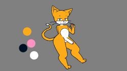 1boy anthro dipstick_tail domestic_cat felid feline felis foreskin fur genitals male male_only mammal markings metralewdd narrowed_eyes orange_body orange_fur pawpads penis pink_pawpads scratch_(application) scratch_cat solo tail_markings white_markings