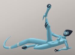 2022 2_toes 3_fingers absurd_res alien alien_humanoid areola ben_10 biped blue_body blue_skin breasts cartoon_network claws digital_drawing_(artwork) digital_media_(artwork) digitigrade facial_markings fan_character feet female fingers genitals head_markings hi_res holding_leg holding_leg_up humanoid kineceleran lumen_fox mammal markings mostly_nude navel nipples no_irises no_pupils nude open_mouth pussy signature simple_background smile solo teeth text toes tongue white_eyes x-s_(lumen_fox)