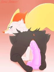 1girls animal_genitalia animal_penis animated anthro anus ass big_penis blush bodily_fluids braixen breasts breath dildo equine_dildo female female_only female_penetrated fur furry genital_fluids genitals gif hi_res huge_cock itomic looking_back nintendo paloma-paloma penetration penis pokemon pussy pussy_juice raised_tail reaching_back rear_view sex_toy side_boob solo solo_female tail vaginal_penetration video_games