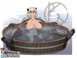 1futa 2022 abs animal_ears animal_genitalia areolae balls bath bathing bathtub big_breasts blush breasts breasts_apart claws flaccid fully_sheathed fur futa_only futanari grey_hair hitomi_uzaki horsecock huge_balls humanoid inverted_nipples kemonomimi killing_bites light-skinned_futanari light_skin medium_hair monster_girl nipples nsfwblackle partially_submerged penis sheath sitting smile solo spread_legs steam water white_hair