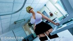 1girls 3d angela_ziegler big_ass big_breasts blender blender_(software) blender_cycles blizzard_entertainment blonde_hair blue_eyes dr._ziegler ember21hk female female_only glasses hospital hospital_bed hospital_room huge_ass huge_breasts looking_at_viewer low_cut_top mercy overwatch pearl_necklace pov skirt solo stockings thick_thighs video_games