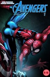 1boy ass captain_america's_shield human human_only male male_focus male_only marvel mjolnir muscular phausto smooth_skin spider-man spider-man_(series) ultimate_spider-man_(comic)