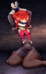 1girls arms_up bdsm blindfold bondage breasts female female_only femsub fire_emblem fire_emblem:_three_houses gag garreg_mach_monastery_uniform legs medium_breasts monica_von_ochs nintendo pantyhose red_hair short_hair solo thick_thighs thighs yanmarson