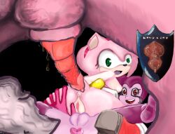 amy_rose barbed_penis female female_focus gem_(species) knotalot lion_(steven_universe) mobian sonic_(series) sonic_the_hedgehog_(series) spinel_(steven_universe) steven_universe trio zoophilia