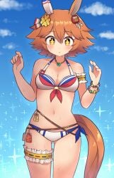 blushed ear horse_girl matikanefukukitaru_(umamusume) swimsuit tail umamusume