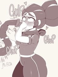 ahe_gao big_ass blush brawl_stars breasts gulp jacksito_(artist) otis_(brawl_stars) shelly_(brawl_stars) spanish_text sucking supercell text thick_ass thick_thighs