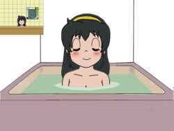 1girls animated bathroom bathtub black_hair breasts closed_eyes doraemon:_nobita_no_biohazard first_porn_of_character hairband indoors mirror nude nude_female seina_midorikawa small_breasts water yellow_hairband