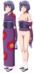 1girls bare_breasts bare_legs borusumi boruto:_naruto_next_generations breasts female female_focus female_only flower innie_pussy kakei_sumire kimono kunoichi long_hair naruto naruto_(series) nipples purple_eyes purple_hair purple_skin pussy seductive small_breasts socks solo white_socks