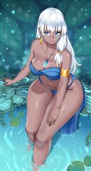 1girls 2022 asymmetrical_hair atlantis:_the_lost_empire bare_legs bare_midriff blue_eyes breasts cleavage disney ear_piercing facial_markings female female_only hi_res hips huge_breasts kenron_toqueen kida long_hair looking_at_viewer necklace octoosr smile thick_thighs thighs water white_hair wide_hips