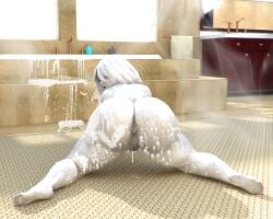 1girls 3d all_fours anus_peek ass bath bathing bent_over butt completely_nude completely_nude_female female female_only full_body naked naked_female nude nude_female presenting_hindquarters rear_view rivaliant solo solo_female white_silk