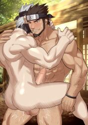 2boys about_to_cum anal anal_sex ass back_muscles biceps boner cigarette embracing embracing_another erect_penis erection foreskin gay gay_sex hairy hard_on hatake_kakashi headband kakashi_hatake kienbiu male male_only muscles muscular muscular_male naruto nude penis pleasure_face precum rough_sex sarutobi_asuma uncircumcised uncut veiny_penis