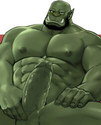 balls bara boner dopq erection gay green_skin male male_only muscles muscular orc penis smooth_skinned_male solo solo_male tusks yy6242