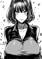 1girls absurdres big_breasts black_and_white black_hair blush breasts busty cleavage clothed clothing coat collarbone covered_breasts covered_nipples curvaceous curvy curvy_female curvy_figure cute dress esper eye_contact eyelashes female female_focus female_only front_view fubuki_(one-punch_man) greyscale heroine highres huge_breasts large_breasts lips lipstick looking_at_viewer medium_hair megao_3rd monochrome one-punch_man presenting presenting_breasts psychic rubble seductive seductive_eyes seductive_look seductive_mouth seductive_smile short_hair smile smiling smiling_at_viewer solo solo_female solo_focus tight_clothing tight_dress voluptuous white_background white_skin