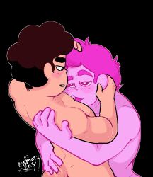 2boys ass_grab black_hair brown_hair cartoon_network cartoony gay gay_sex hand_on_neck licking licking_pecs male male/male male_only muscular_male nude_male penis pink_hair pink_skin pink_steven prismatic_eris selfcest steven_quartz_universe steven_universe steven_universe_future tongue tongue_out yaoi