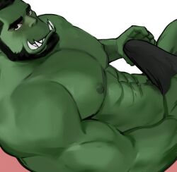 balls bara boner dopq erection gay green_skin male male_only muscles muscular orc penis solo solo_male tusks yy6242