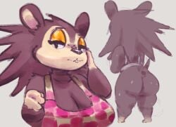 1girls alternate_breast_size animal_crossing anthro apron apron_only ass back back_view big_ass big_breasts black_eyes breasts female female_only full_body furry kiseff legs looking_at_viewer naked_apron nintendo sable_able solo thick_thighs thighs