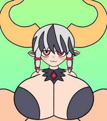 alternate_version_available breasts cow_ears cow_girl cow_horns disgaea disgaea_6 drei_(artist) evil_eye_(disgaea) huge_breasts large_breasts monster_girl nippon_ichi_software paizuri