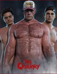 3boys 3d bara bobby_hackett body_hair chest_hair dylan_lenivy gay hairy hairy_male jacob_custos male/male male_focus male_only nsfw sthenhx supermassive_games the_quarry yaoi