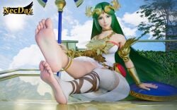 feet foot_fetish goddess green_hair looking_at_viewer necdaz91 nintendo palutena soles toes