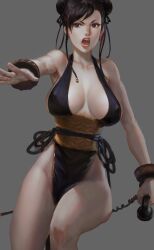 alternate_costume black_hair breasts capcom chun-li chun-li_(battle_ouffit_sfiv) jiam009 no_panties street_fighter street_fighter_iv twintails