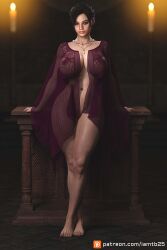 1girls 3d bare_midriff big_breasts black_hair breasts capcom child_bearing_hips claire_redfield female female_only large_breasts looking_at_viewer patreon_username resident_evil resident_evil_2 resident_evil_2_remake robe solo tb25