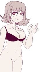 bhloopy bottomless bottomless_female bra breasts danganronpa danganronpa_2:_goodbye_despair female_only large_breasts nanami_chiaki pussy straight_hair