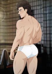 1boy antibooart artist_signature ass back back_muscles back_view bedroom briefs briefs_only brown_hair caucasian caucasian_male human human_only light-skinned_male light_skin looking_back male male_focus male_only muscle muscles muscular muscular_male solo solo_focus solo_male steve_harrington stranger_things teen_boy tighty_whities underwear underwear_only white_briefs white_underwear