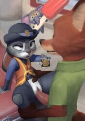 2022 anthro badge canid canine clothed clothed_sex clothing disney duo female female_penetrated finnick flat_chest fox fur genitals grey_body grey_fur hat headgear headwear hi_res judy_hopps lagomorph leporid looking_pleasured male male/female male_penetrating male_penetrating_female mammal nick_wilde orange_body penetration penile penile_penetration penis penis_in_pussy public purple_eyes pussy qupostuv35 rabbit sex topwear uniform vaginal_penetration vest zootopia