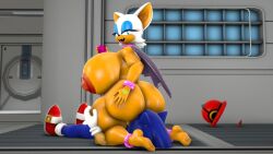 3d 3d_model anklet barefoot bigger_female blueapple bracelet choker death_by_snoo_snoo defeated facesitting femdom gigantic_breasts gigantic_nipples hand_on_own_ass huge_ass mobian mobian_(species) mobian_bat rouge_the_bat sega sideboob smaller_male sonic_(series) sonic_adventure_2 sonic_the_hedgehog sonic_the_hedgehog_(series) wings