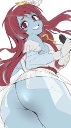 ass ettone low-angle_view minamoto_sakura presenting_ass presenting_hindquarters red_hair zombie zombie_girl zombie_land_saga