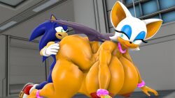 1boy 1girls 3d 3d_model all_fours anklet barefoot big_ears bigger_female blueapple bracelet choker doggy_style gigantic_breasts hands_on_ass huge_ass huge_breasts mobian mobian_(species) mobian_bat on_knees rouge_the_bat sega sex size_difference smaller_male sonic_(series) sonic_adventure_2 sonic_the_hedgehog sonic_the_hedgehog_(series) thick_thighs wings